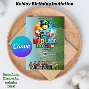 Roblox Digital Birthday Invitation - Editable - Instant Download