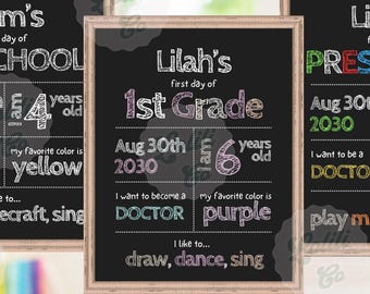 Editable First Day of school Chalkboard - Printable