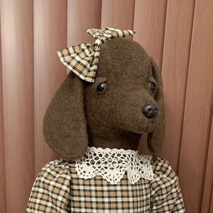 DACHSHUND Dog Decorative Vacuum Cleaner Cover Dress Fabric Choices Made to Order brown/ivory plaid