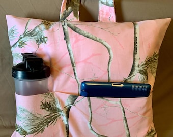Pink Camouflage PILLOW AND COVER - For I-Pad, Book, Snack Holder with Handle
