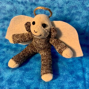 Sock Monkey Angel - Miniature Guardian Angel Gift - Ready to Go