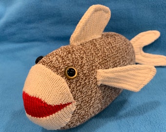 Unique Sock Monkey Fish - WALLEYE -Northern Pike - Minnesota - Fisherman Gift