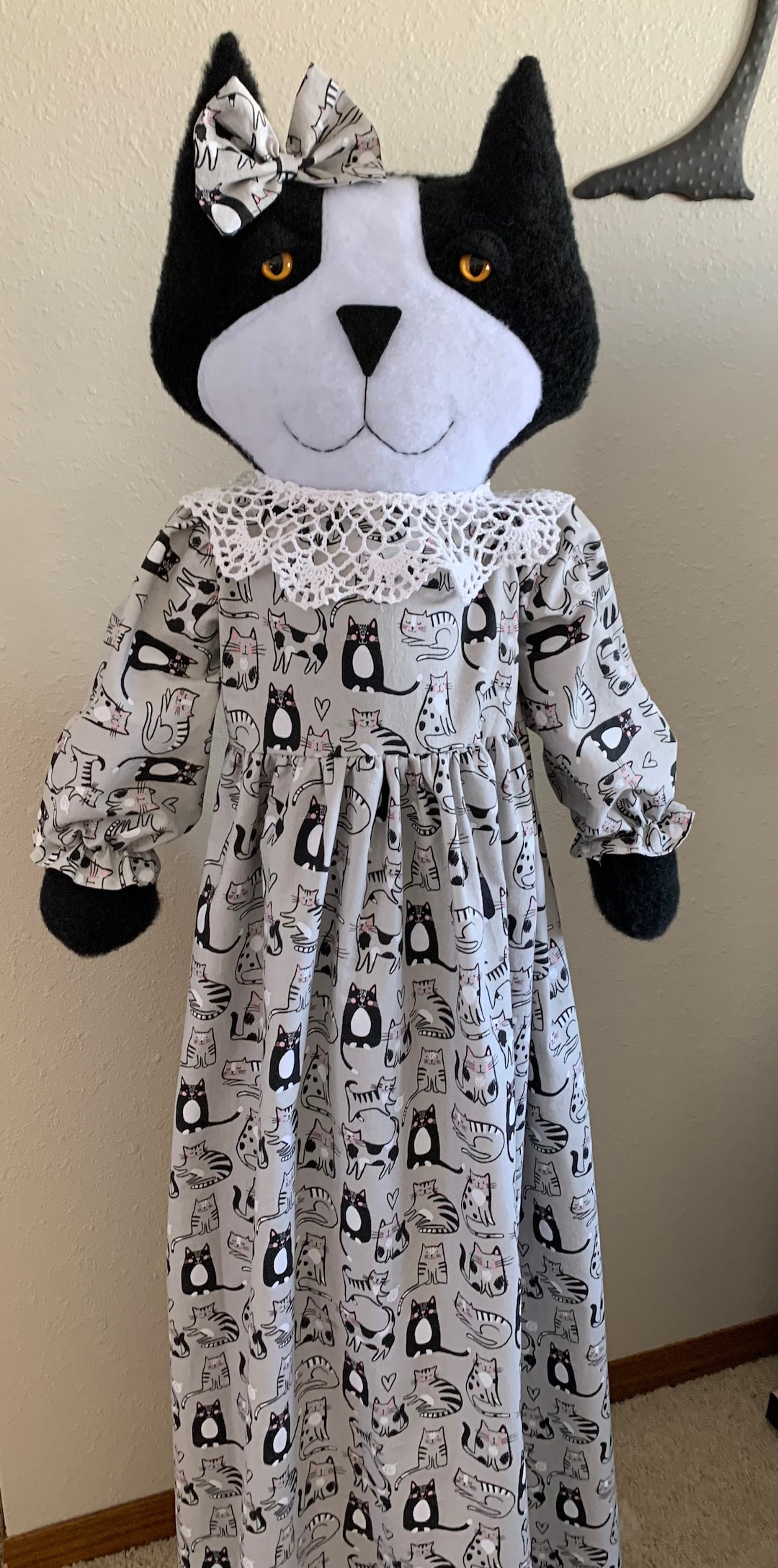 Tuxedo Cat Vacuum Cleaner Cover Kliban Cat Dress Fabric Etsy