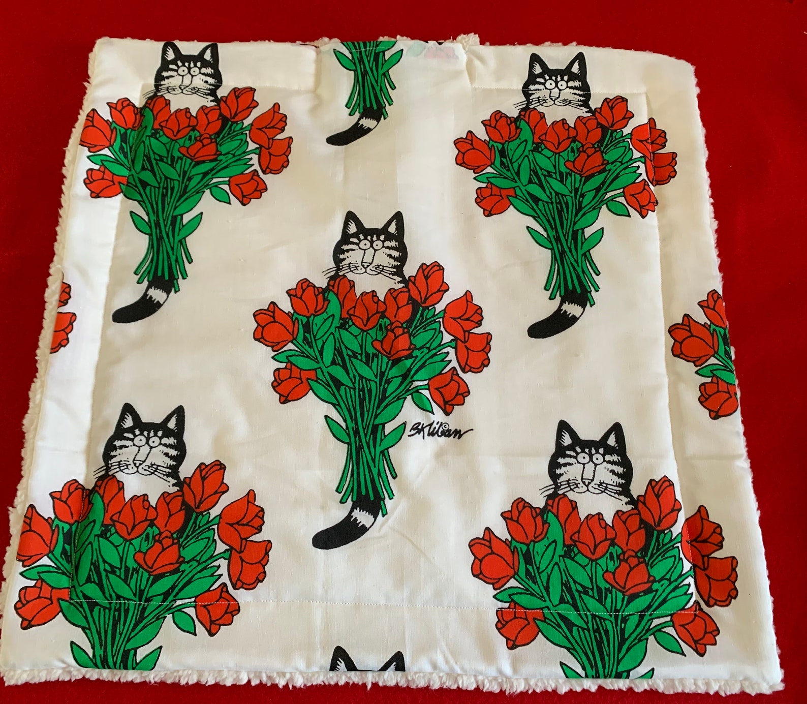 Kliban Cat Catnip Blanket Luxury SHERPA Back Fabric Etsy