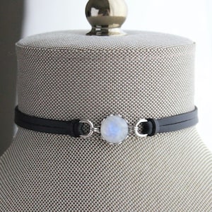 Rainbow Moonstone Choker. 14 Leather colors to choose from image 1