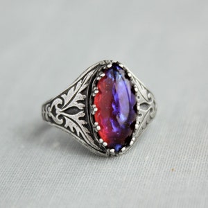 Dragons Breath Mexican Fire Opal Navette Ring