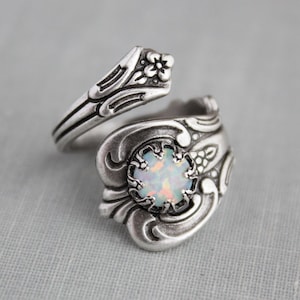 White Opal Spoon Ring. (The ORIGINAL) 23 Opal color options