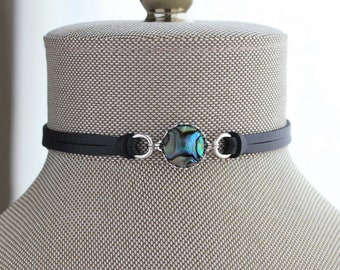 Abalone Choker. 14 Leather colors to choose from