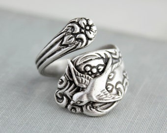 Swallow Spoon Ring. Bird Ring