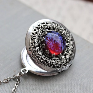 Dragons Breath Mexican Fire Opal Locket Necklace