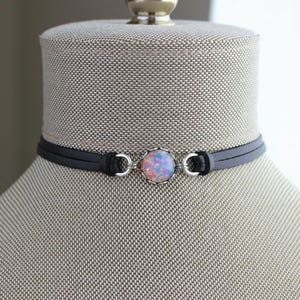 Fire Opal Choker. 14 Leather colors to choose from