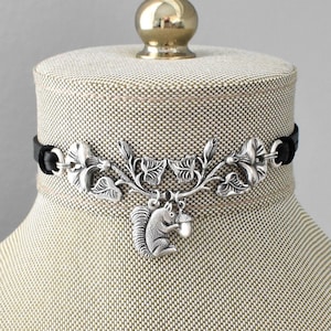 Floral Squirrel Statement Choker. Choose from 16 leather colors image 1