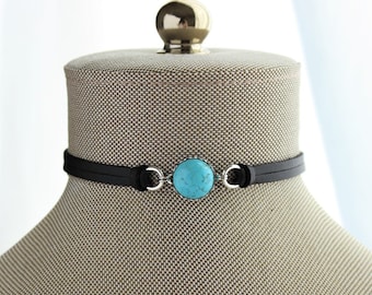 Turquoise Choker. 14 Leather colors to choose from