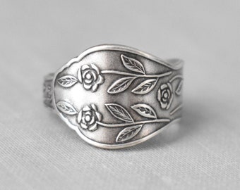 Rose Garden Spoon Ring. Floral Spoon Ring