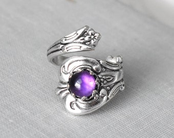 Amethyst Spoon Ring. (The ORIGINAL) 22 Opal/Gemstone options