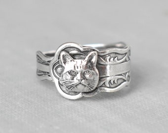 Cat Spoon Ring. Dainty Ring