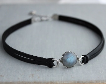 Labradorite Leather Choker