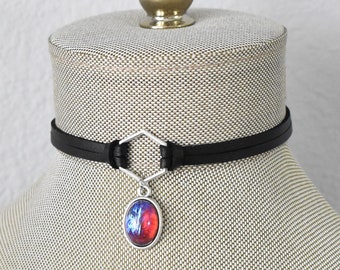 Mexican Fire Opal Choker. 8 Opal color options. Hexagon Faux Leather or Suede Choker.