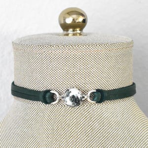 Tree Agate Green Leather Choker. 14 Leather colors to choose from