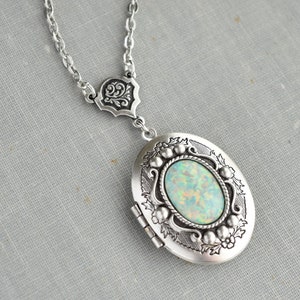 Mint Opal Locket Necklace. 8 Opal colors to choose from