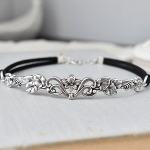 Floral Vine Leather Choker. Choose from 20 leather colors image 1