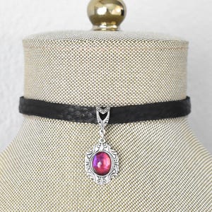Mexican Fire Opal Leather Choker. Dragons breath choker. 25 gemstone/opal options
