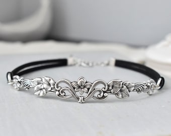 Floral Vine Leather Choker. Choose from 20 leather colors