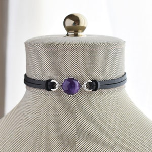 Amethyst Choker. 14 Leather colors to choose from