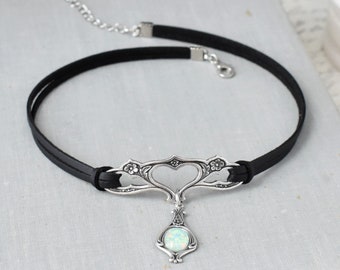 Mintfarbener Opal-Halsband. 12 Opal-Farboptionen