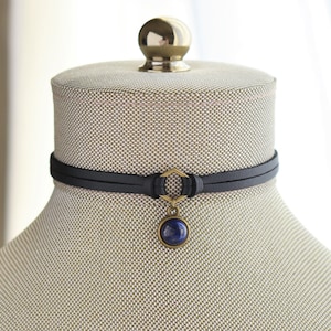 Lapis Lazuli Leather Choker. 17 Gemstone options. 14 leather colors.