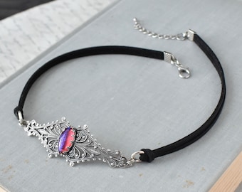 Dragons Breath Mexican Fire Opal Choker. 5 Opal Color Options.