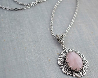 Rose Quartz Necklace. Gemstone Necklace.