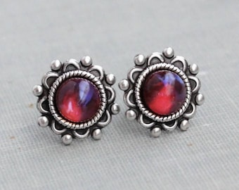 Dragons Breath Mexican Fire Opal Stud Earrings. 6 Opal Options.