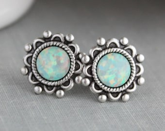 Mint Opal Stud Earrings. 10 Opal colors