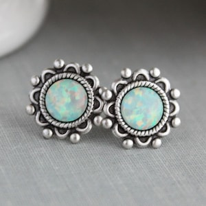 Mint Opal Stud Earrings. 10 Opal colors