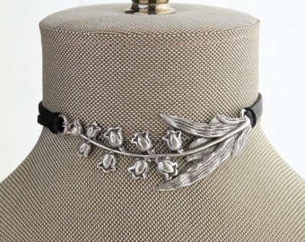 Lily of the Valley Leather Choker. Choose from 14 leather colors