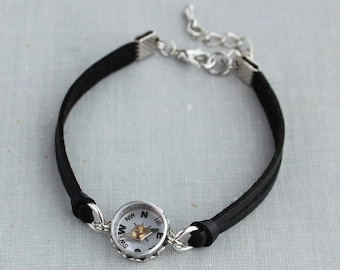 Compass Leather Bracelet