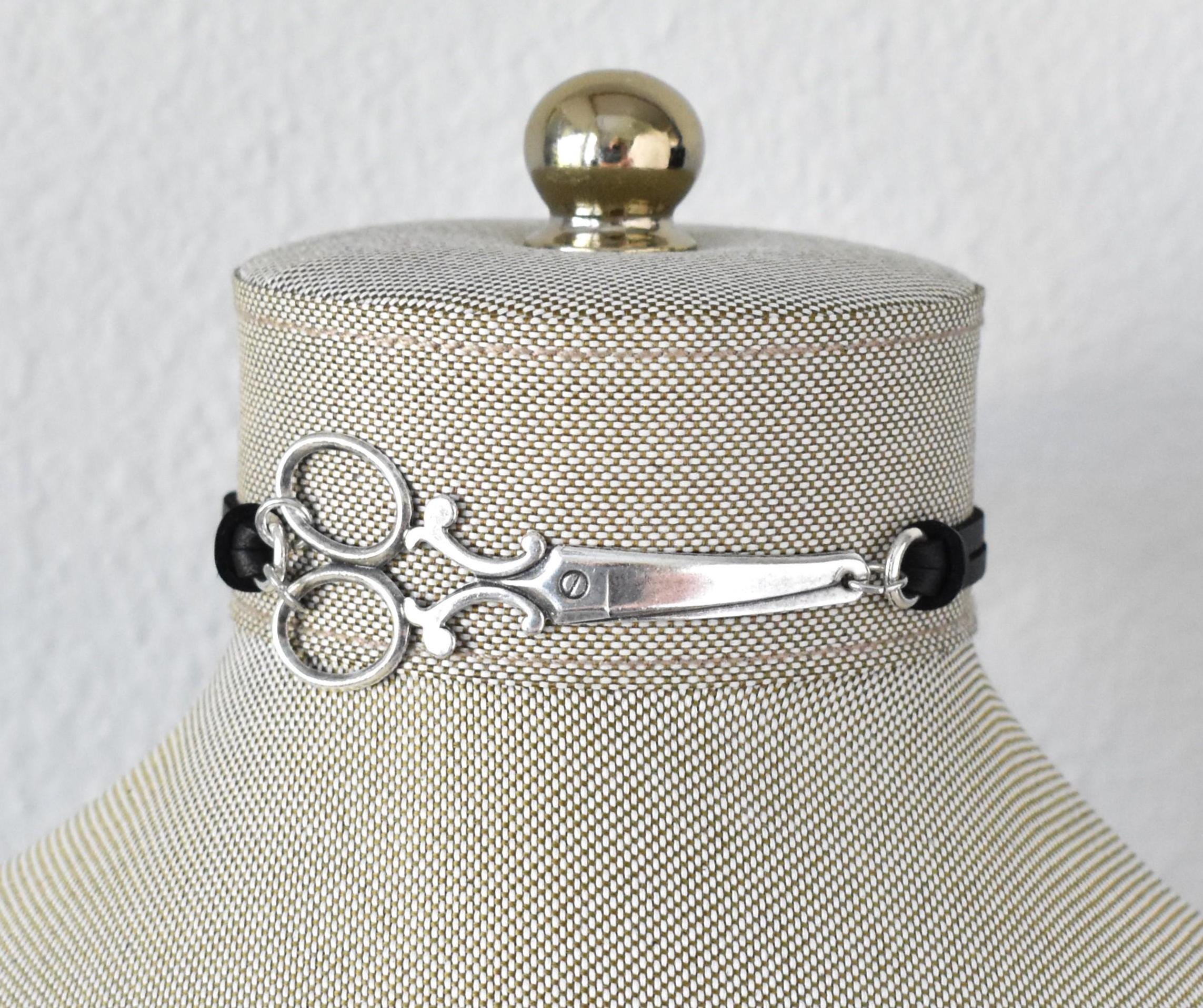 Scissors Leather Choker. Over 20 Leather or Suede colors to choose from
