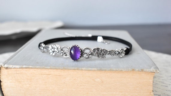 Amethyst Floral Vine Choker. 8 Opal color options.