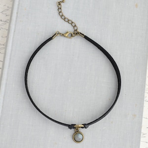 Labradorite Leather Choker. 17 Gemstone options. 16 leather colors. image 2