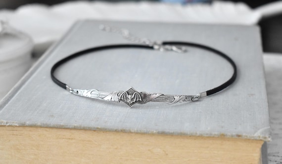 Dainty Bat Leather Choker. Choose from 20 leather colors