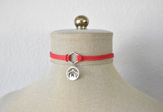 Nativity Christmas Choker. Silver or Gold Stainless Steel. 14 Leather colors to choose from