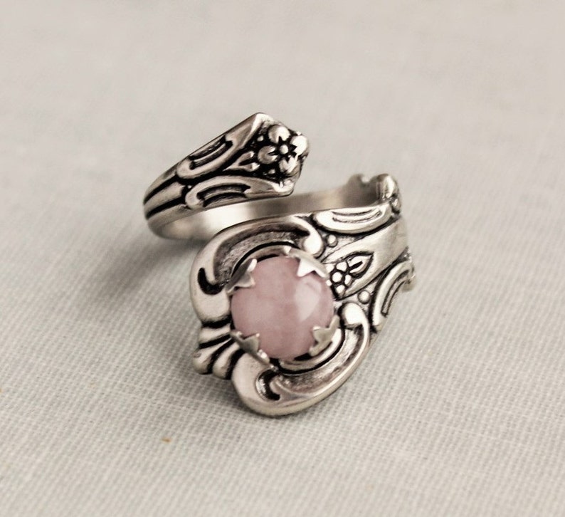 Rose Quartz Spoon Ring. 17 Gemstones Options. 