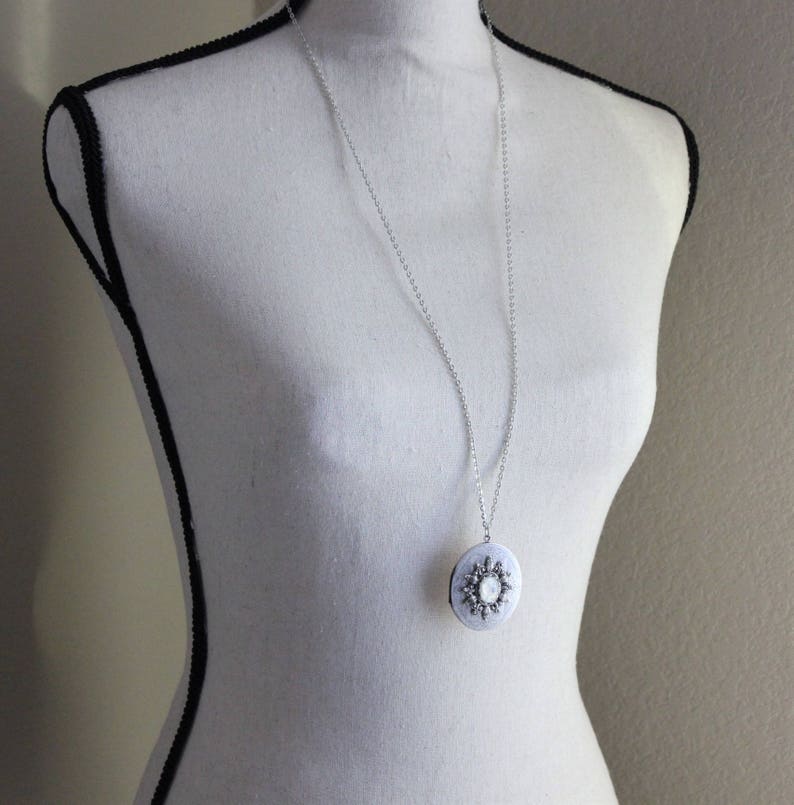 8 Opal Color Selections White Fire Opal Locket Necklace