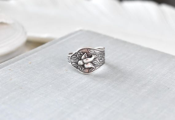 Tiny Swallow Bird Spoon Style Ring