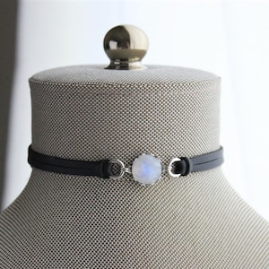 Rainbow Moonstone Choker. 14 Leather colors to choose from image 3