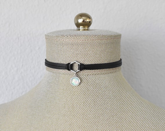 Opal Black Leather Choker. 17 Opal color options 14 Leather/Suede Color Options