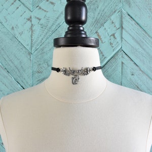 Floral Squirrel Statement Choker. Choose from 16 leather colors image 3