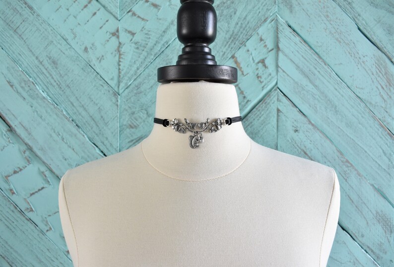 Floral Squirrel Statement Choker. Choose from 16 leather colors image 3