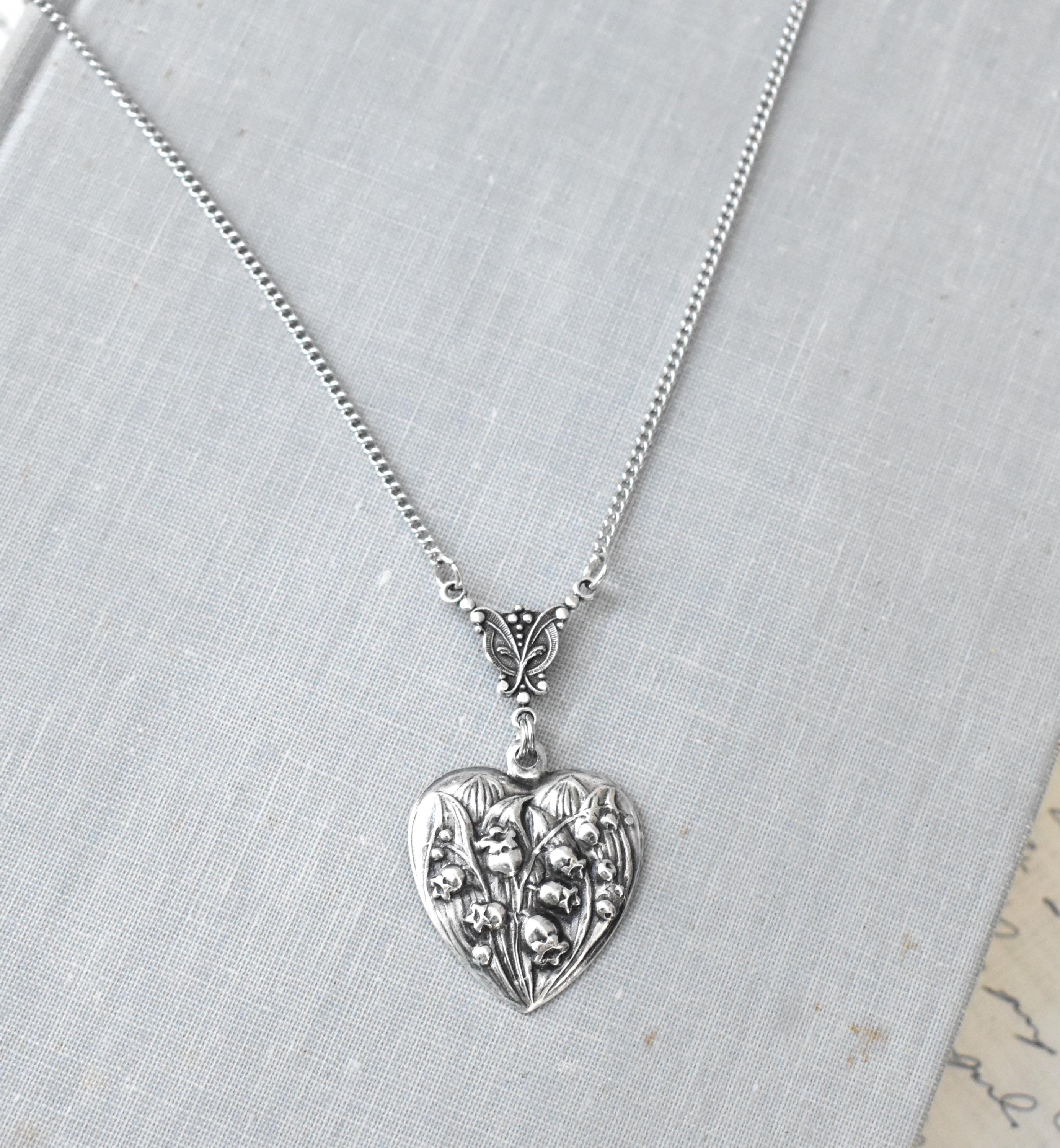 Lily of the Valley Heart Necklace - Etsy
